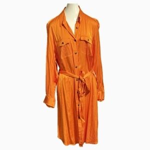 Ralph Lauren orange belted shirt dress made from 100% viscose, Size 20